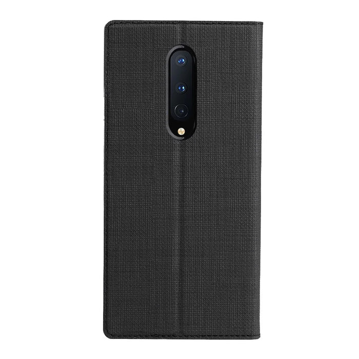 VILI DMX Cross Texture Leather Stand Case for OnePlus 8 - Black - 4