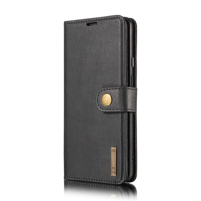 DG.MING Phone Cover Detachable 2-in-1 Split Leather Wallet Shell + PC Back Case for OnePlus 8 Pro - Black - 2