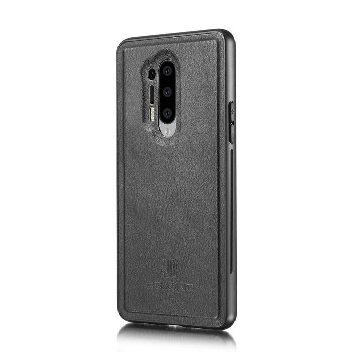 DG.MING Phone Cover Detachable 2-in-1 Split Leather Wallet Shell + PC Back Case for OnePlus 8 Pro - Black - 4