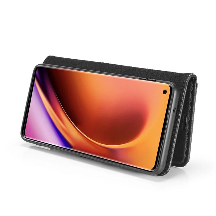 DG.MING Phone Cover Detachable 2-in-1 Split Leather Wallet Shell + PC Back Case for OnePlus 8 Pro - Black - 6