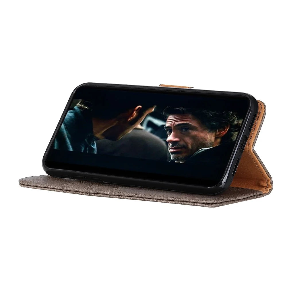 KHAZNEH Wallet Stand Flip Leather Phone Shell for OnePlus Nord - Grey - 4