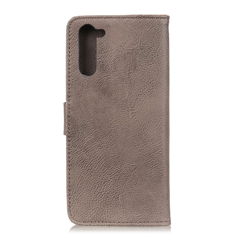 KHAZNEH Wallet Stand Flip Leather Phone Shell for OnePlus Nord - Grey - 6
