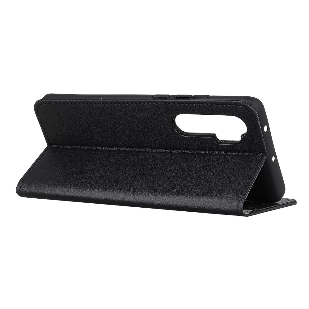 PU Leather Wallet Stand Phone Shell for OnePlus Nord - Black - 3
