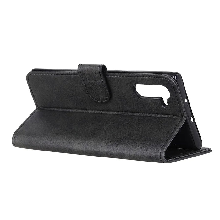 PU Leather Magnetic Wallet Stand Cell Phone Protective Shell for OnePlus Nord - Black - 4