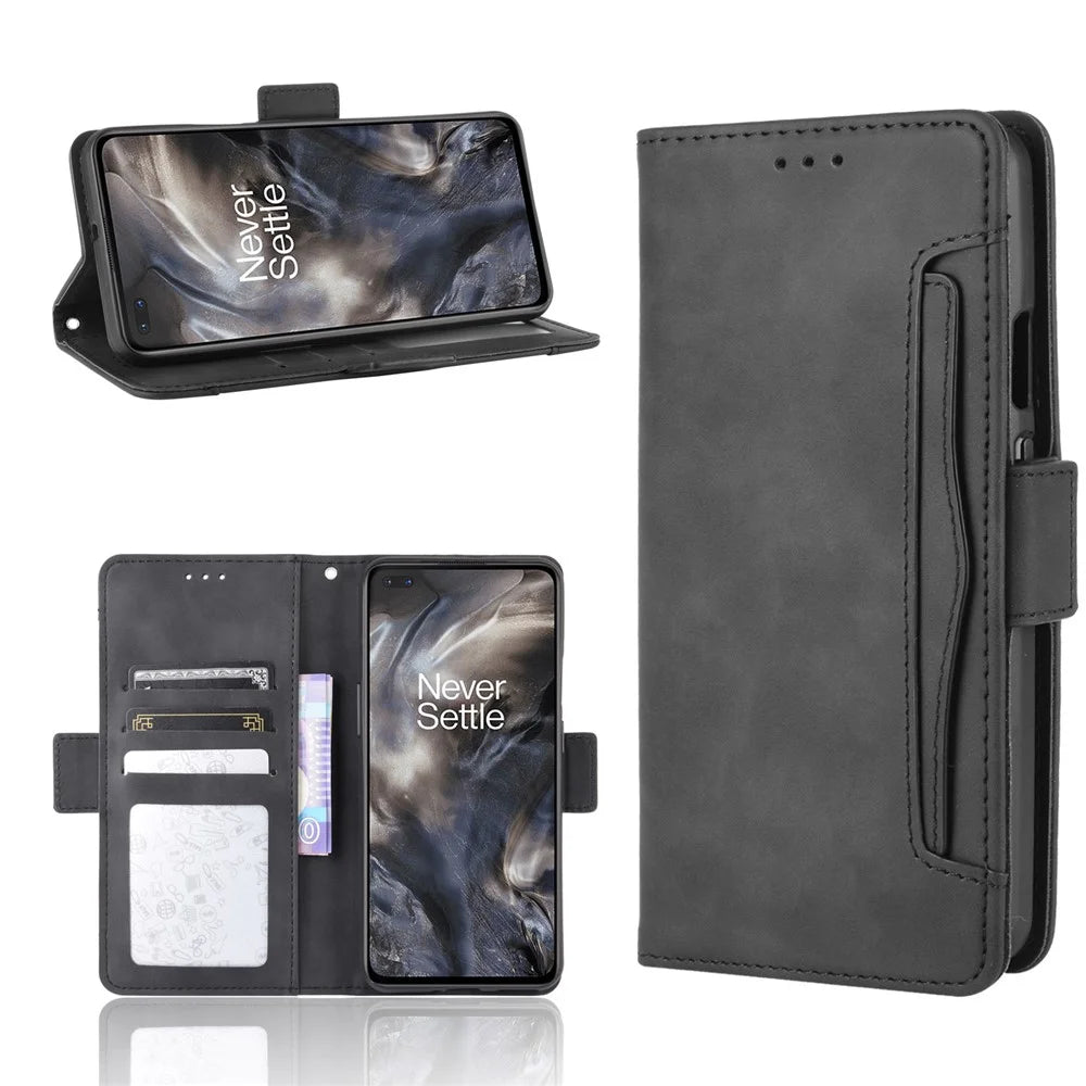 Multiple Card Slots Wallet Stand Leather Cover for OnePlus Nord - Black - 1