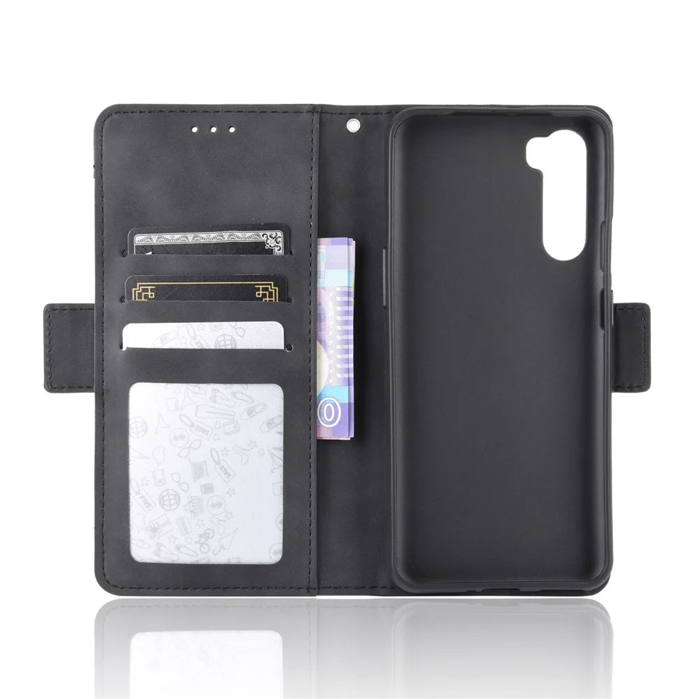 Multiple Card Slots Wallet Stand Leather Cover for OnePlus Nord - Black - 5