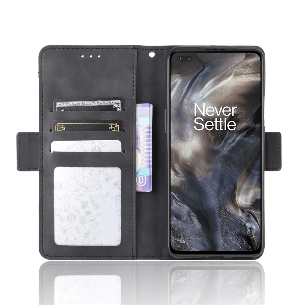 Multiple Card Slots Wallet Stand Leather Cover for OnePlus Nord - Black - 6