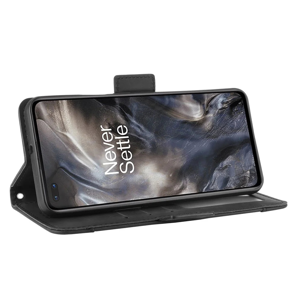 Multiple Card Slots Wallet Stand Leather Cover for OnePlus Nord - Black - 7
