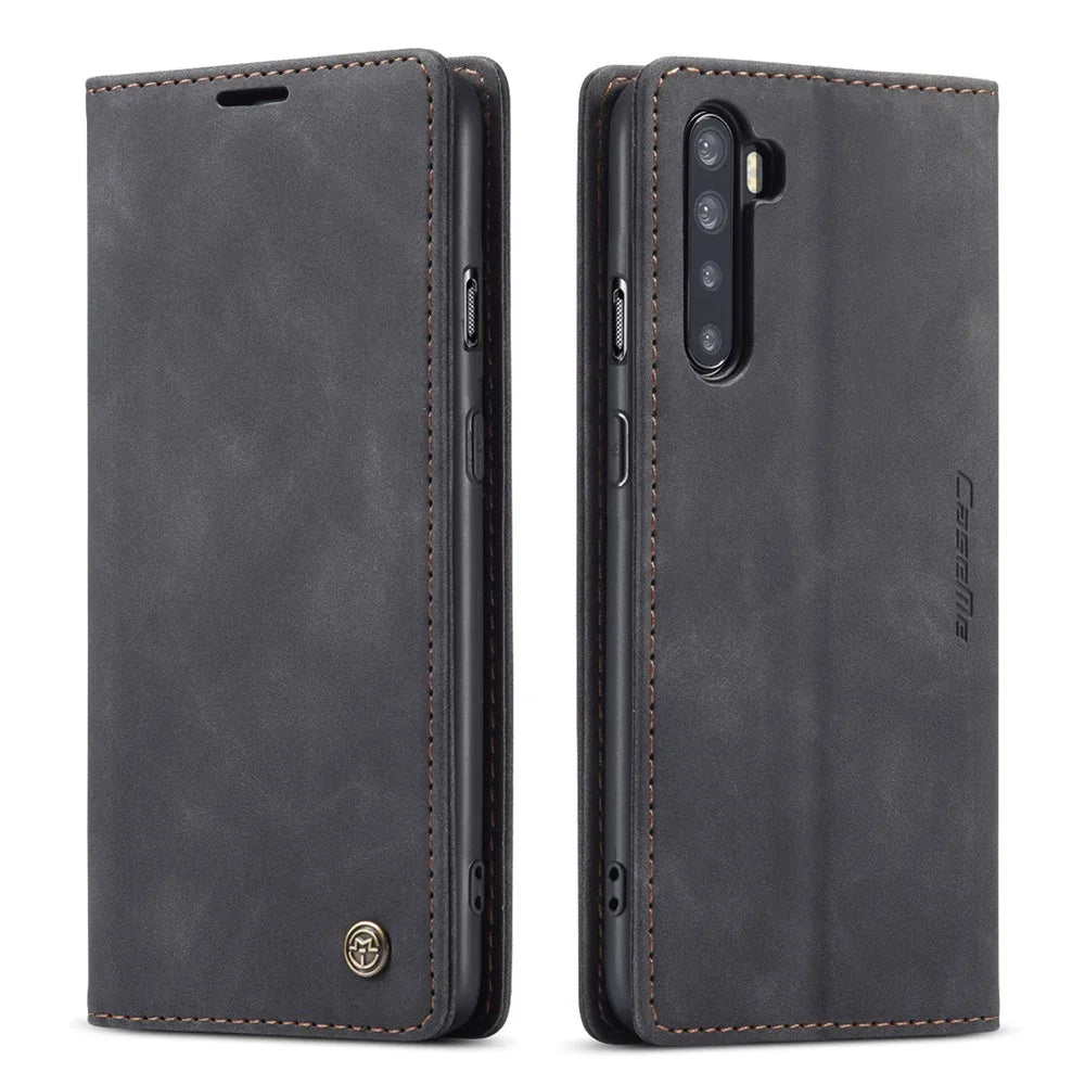 CASEME 013 Series Auto-absorbed Leather Wallet Protection Case for OnePlus Nord - Black - 2