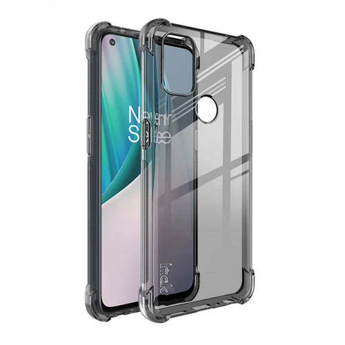 IMAK Anti-drop TPU Soft Case + Screen Protector Film for OnePlus Nord N10 5G with Corner Cushions - Transparent Black - 1