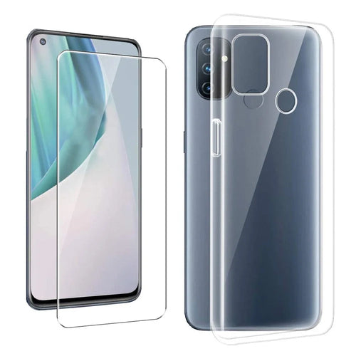 Phone Case for OnePlus Nord N100 TPU Back Shell + Tempered Glass Screen Protector - 1