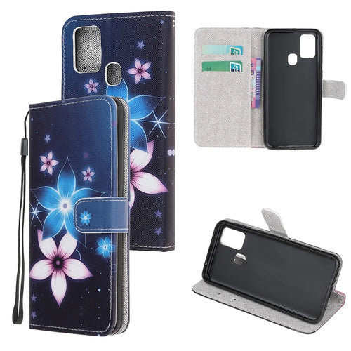 Cross Texture Pattern Printing Leather Wallet Stand Cover with Strap for 	OnePlus Nord N10 5G - Beautiful Flower - 1