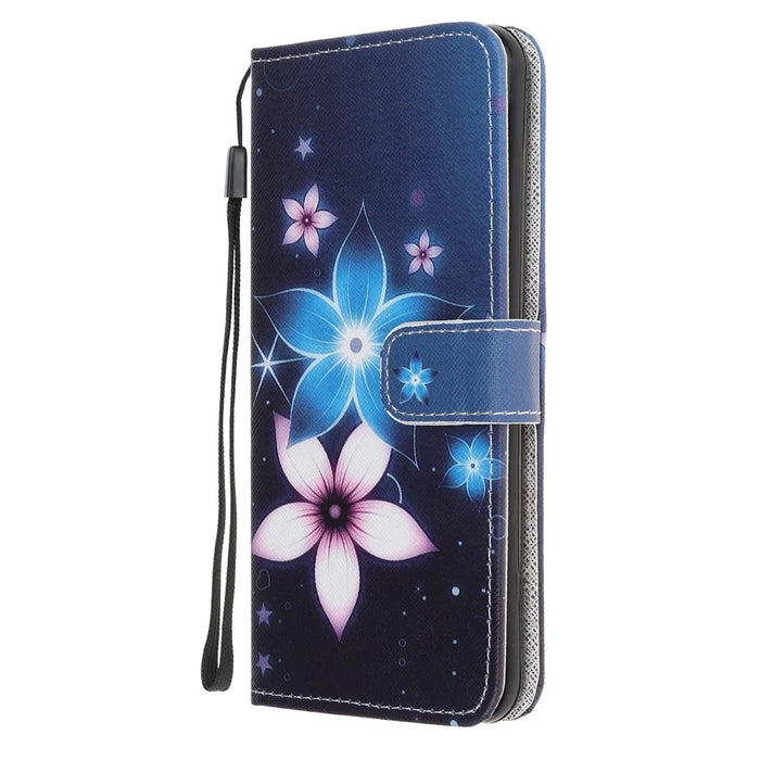 Cross Texture Pattern Printing Leather Wallet Stand Cover with Strap for 	OnePlus Nord N10 5G - Beautiful Flower - 2