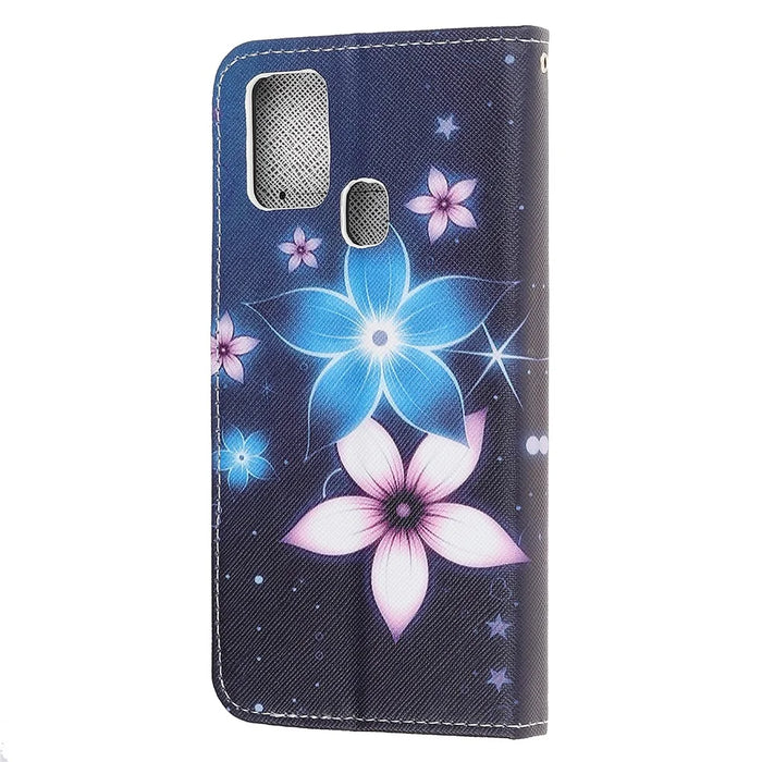 Cross Texture Pattern Printing Leather Wallet Stand Cover with Strap for 	OnePlus Nord N10 5G - Beautiful Flower - 3