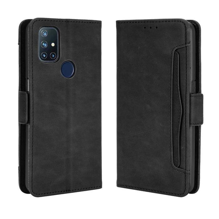 Multiple Card Slots Leather Wallet Mobile Phone Case for OnePlus Nord N10 5G - Black - 2