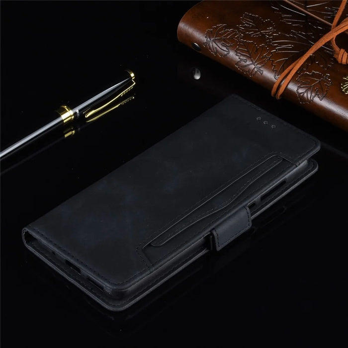 Multiple Card Slots Leather Wallet Mobile Phone Case for OnePlus Nord N10 5G - Black - 6