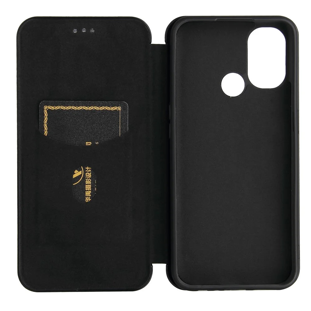 Auto-absorbed Anti-scratch Carbon Fiber Texture Covering for OnePlus Nord N100 Leather Phone Case - Black - 5