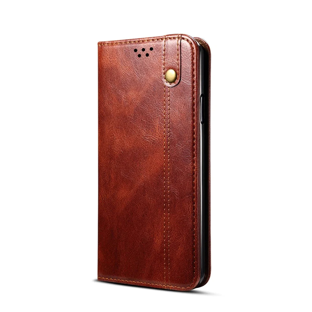 Waxy Crazy Horse Texture TPU + PU Leather Shell Phone Case for OnePlus 8T - Brown - 2