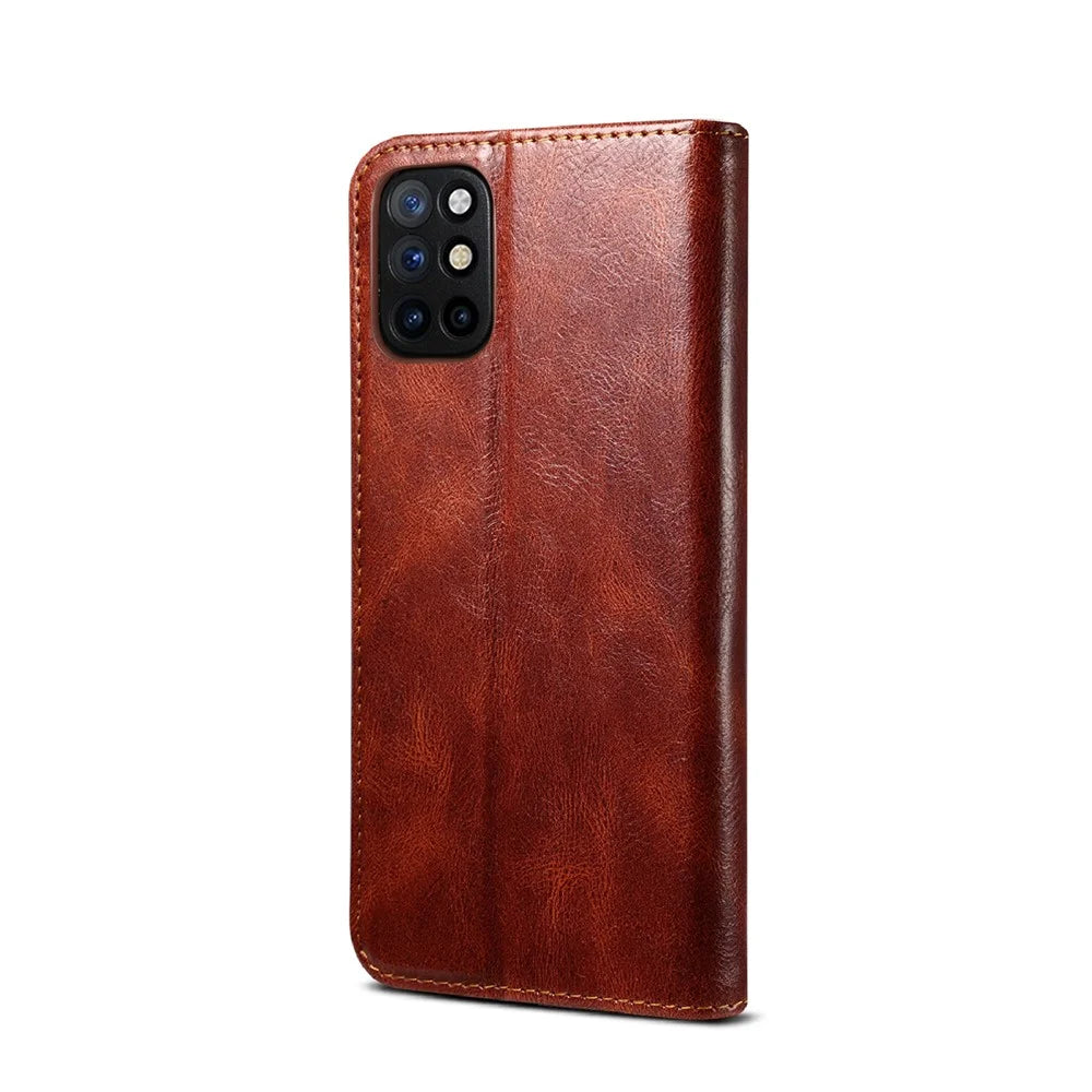Waxy Crazy Horse Texture TPU + PU Leather Shell Phone Case for OnePlus 8T - Brown - 3