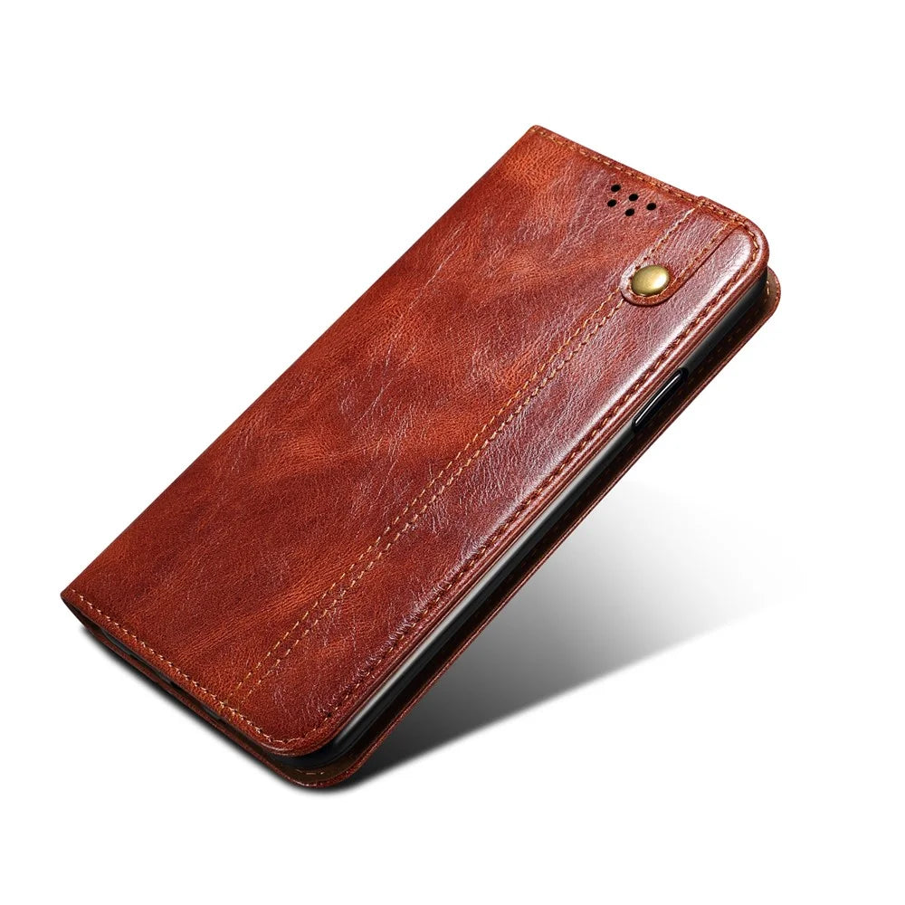 Waxy Crazy Horse Texture TPU + PU Leather Shell Phone Case for OnePlus 8T - Brown - 4