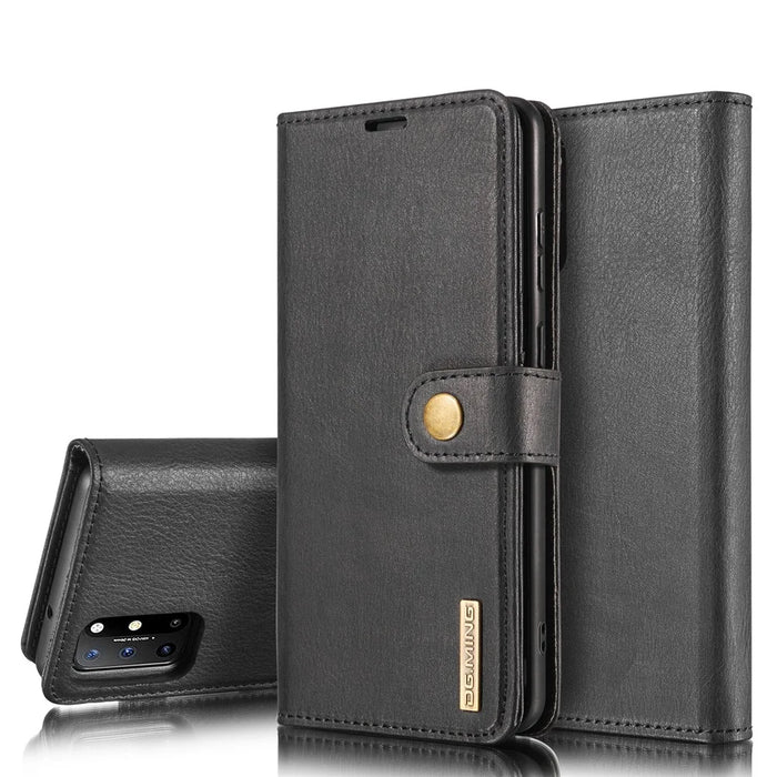 DG.MING Wallet Split Leather Cover Detachable 2-in-1 PC Back Case for OnePlus 8T - Black - 1