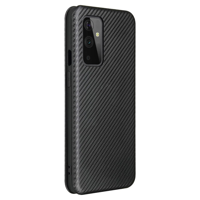 For OnePlus 9 (EU / US Version) Carbon Fiber Magnetic Suction Leather Shell with Card Holder - Black - 3