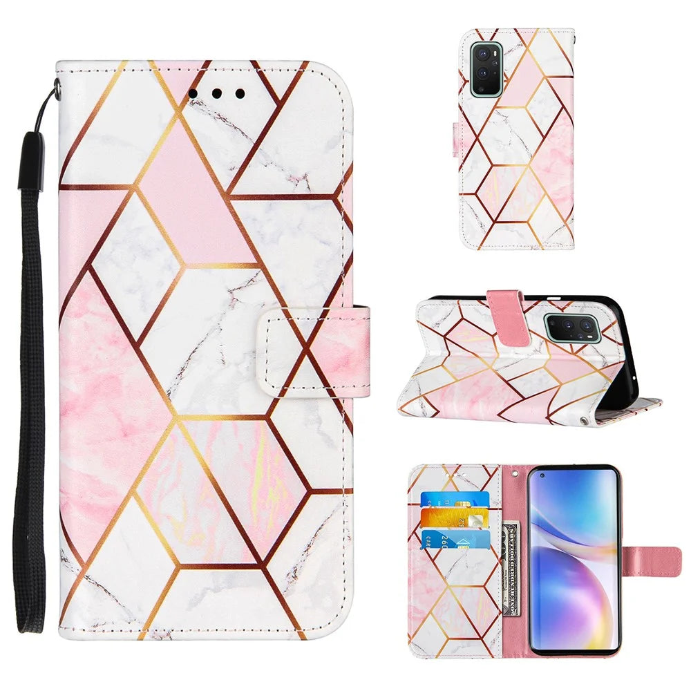Splicing Marble Pattern Stand Leather Case Cover for OnePlus 9 Pro - Style A - 1