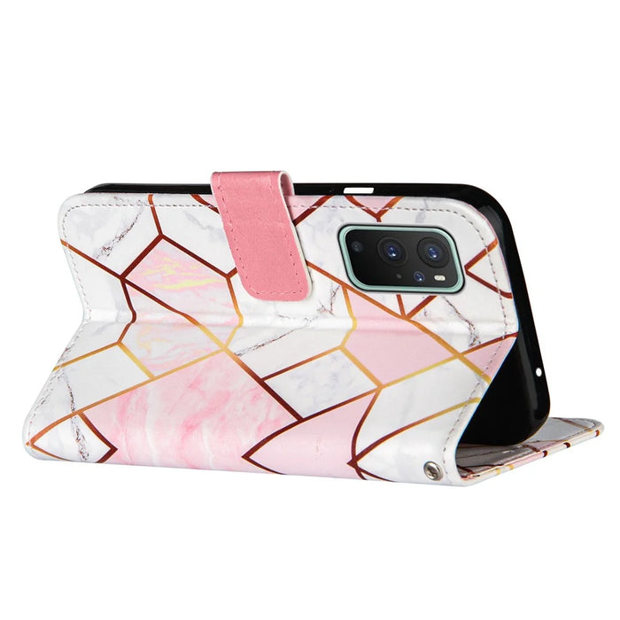 Splicing Marble Pattern Stand Leather Case Cover for OnePlus 9 Pro - Style A - 4