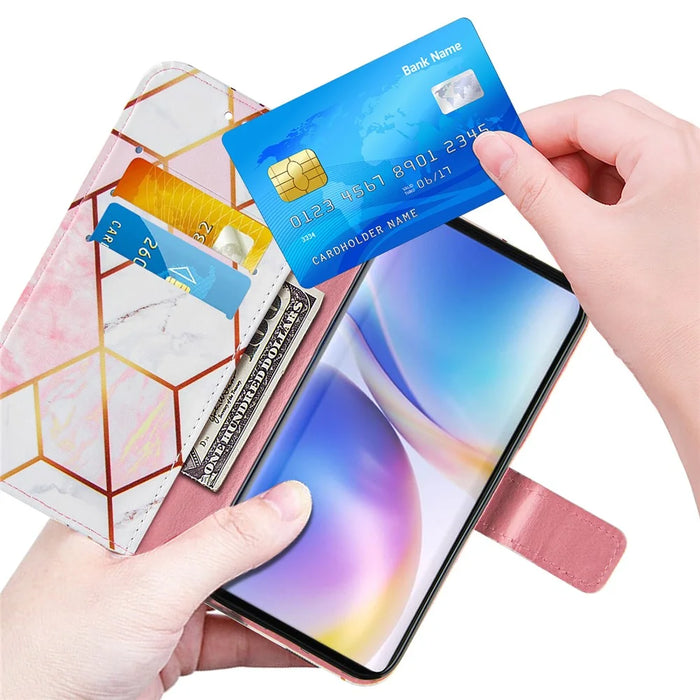 Splicing Marble Pattern Stand Leather Case Cover for OnePlus 9 Pro - Style A - 6