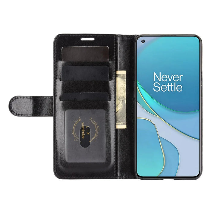 Crazy Horse Texture Leather Cover Stand Case with Wallet Design for OnePlus 9 (EU / US Version) - Black - 5