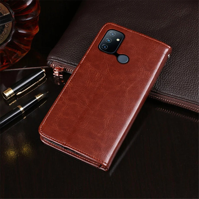IDEWEI Crazy Horse Texture Wallet Stand Design Folio Flip Leather Mobile Casing for OnePlus Nord N100 - Black - 2