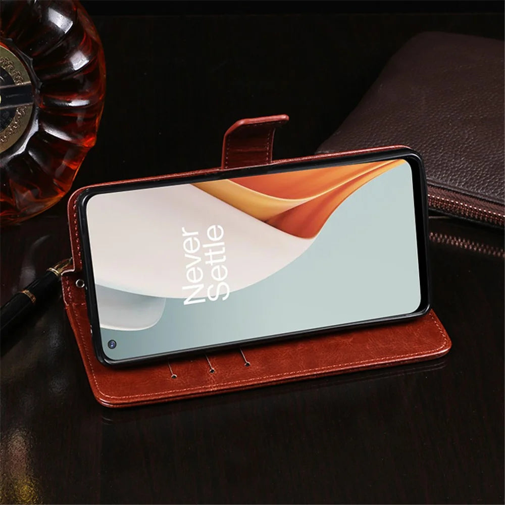 IDEWEI Crazy Horse Texture Wallet Stand Design Folio Flip Leather Mobile Casing for OnePlus Nord N100 - Black - 4
