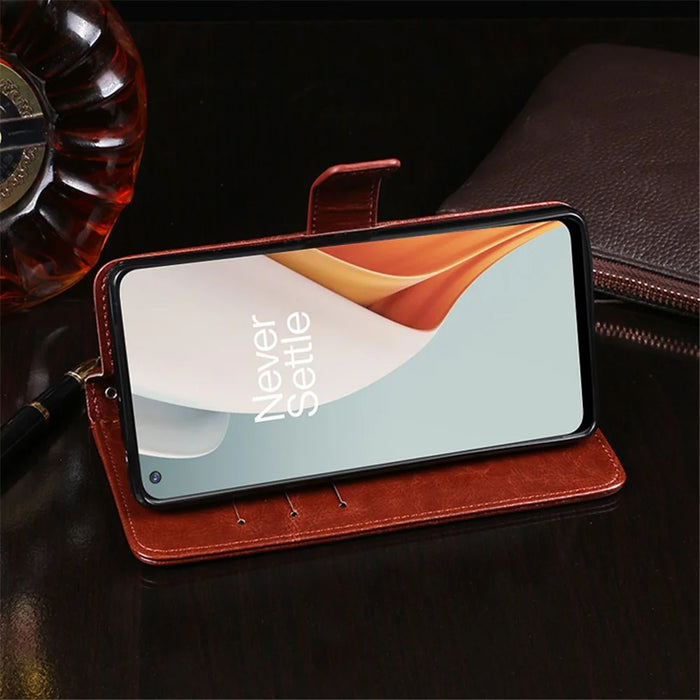 IDEWEI Crazy Horse Texture Wallet Stand Design Folio Flip Leather Mobile Casing for OnePlus Nord N100 - Black - 4