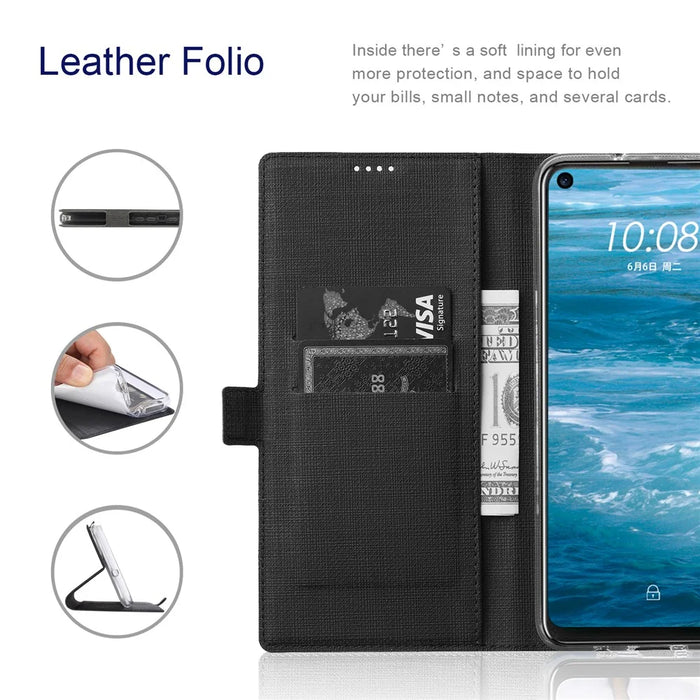 VILI DMK Series Double Magnetic Clasp Cross Texture Leather Wallet Stand Cover Case for OnePlus 9 Pro - Black - 3