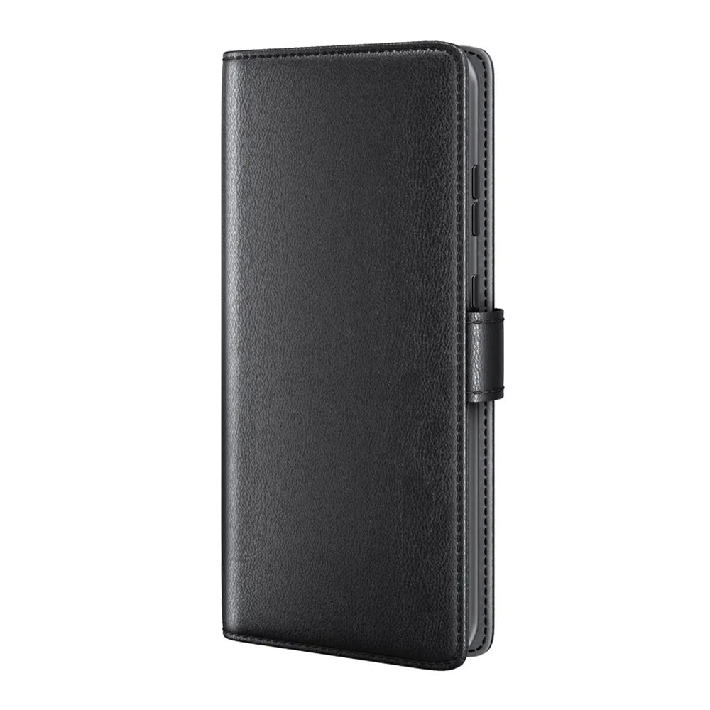 Genuine Split Leather Wallet Stand Protective Case for OnePlus 9 Pro - Black - 2