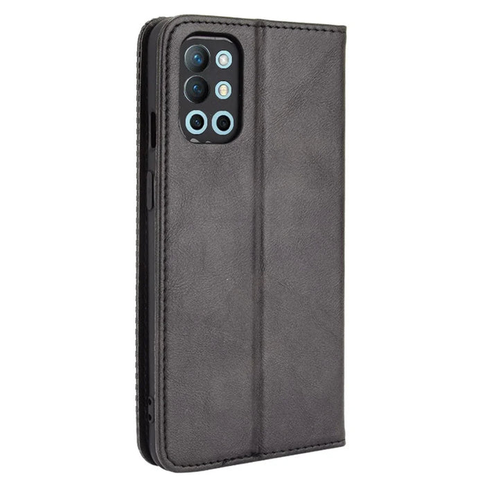 Magnetic Vintage Style Wallet Stand Phone Case Cover for OnePlus 9R - Black - 3