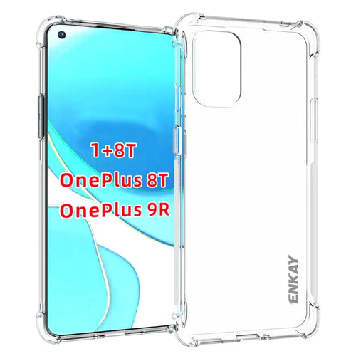 ENKAY HAT PRINCE Anti-slip Strip Design Thickened 4 Corners Airbag Flexible Transparent TPU Cover Case for OnePlus 9R - 1