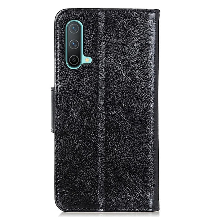 Wallet Design Full-Protection Nappa Texture Split Leather Stand Phone Cover Shell for OnePlus Nord CE 5G - Black - 3