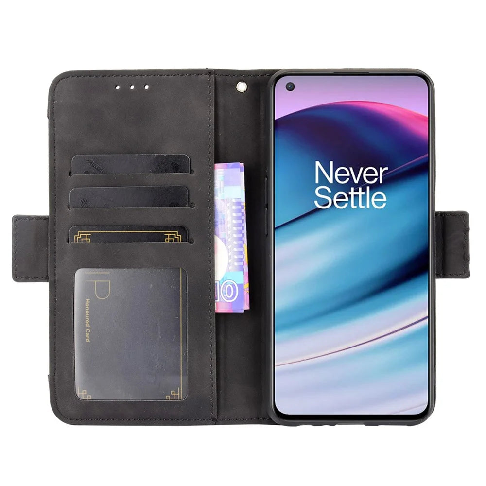 Magnetic Full Body Protection Shockproof Flip Leather Wallet Stand Protective Case with Multiple Card Slots for OnePlus Nord CE 5G - Black - 4