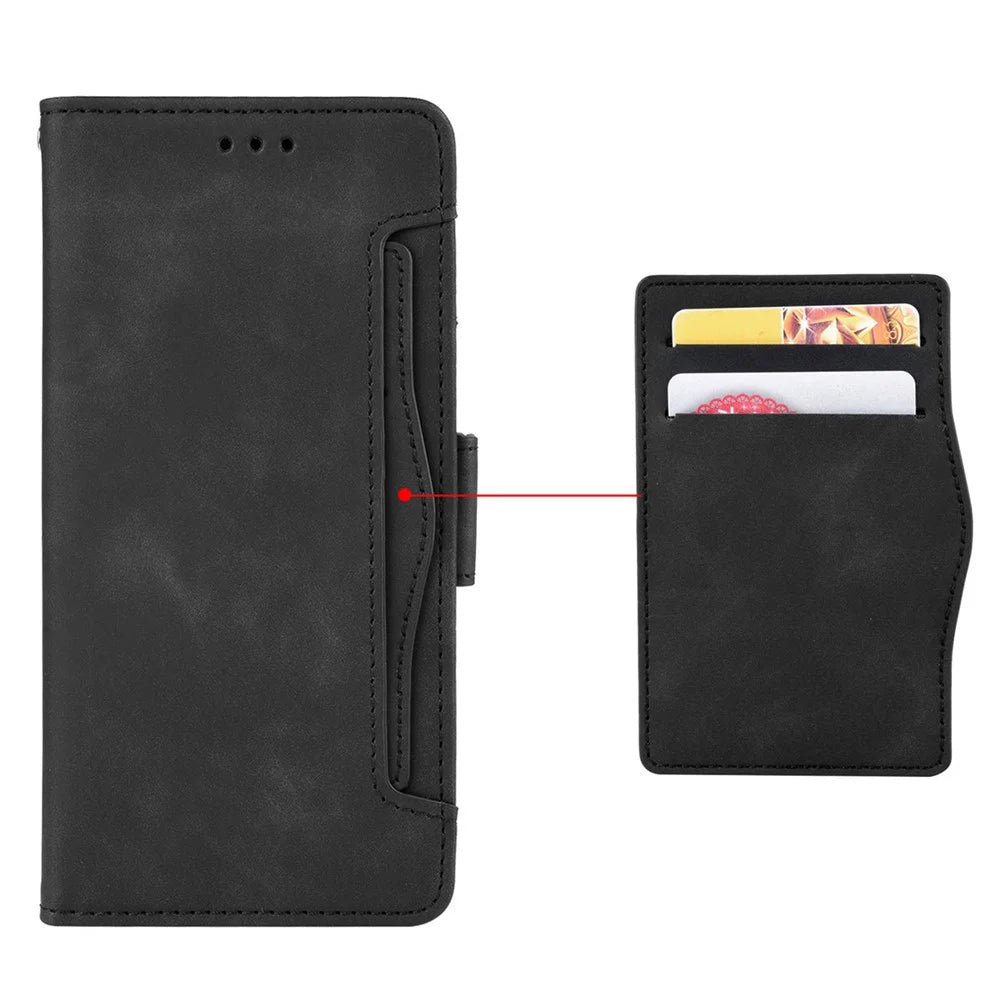 Magnetic Full Body Protection Shockproof Flip Leather Wallet Stand Protective Case with Multiple Card Slots for OnePlus Nord CE 5G - Black - 5