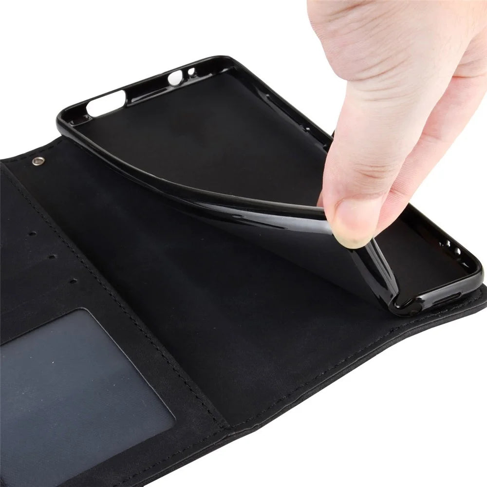 Magnetic Full Body Protection Shockproof Flip Leather Wallet Stand Protective Case with Multiple Card Slots for OnePlus Nord CE 5G - Black - 6