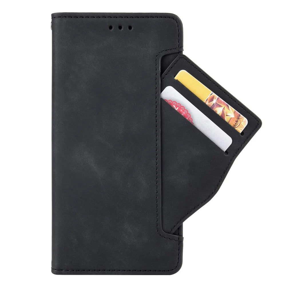 Magnetic Full Body Protection Shockproof Flip Leather Wallet Stand Protective Case with Multiple Card Slots for OnePlus Nord CE 5G - Black - 7