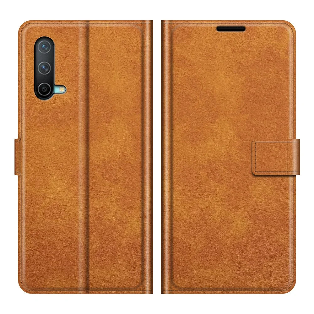 Magnetic Square Clasp Wallet Stand Leather Case Protector for OnePlus Nord CE 5G - Orange - 1