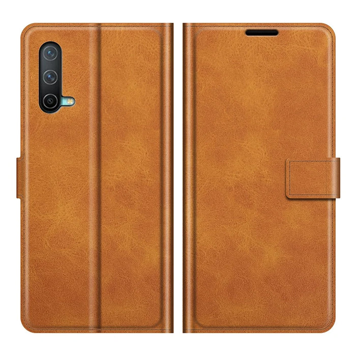 Magnetic Square Clasp Wallet Stand Leather Case Protector for OnePlus Nord CE 5G - Orange - 1