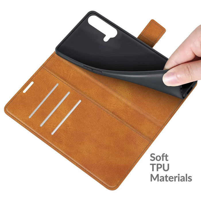 Magnetic Square Clasp Wallet Stand Leather Case Protector for OnePlus Nord CE 5G - Orange - 7