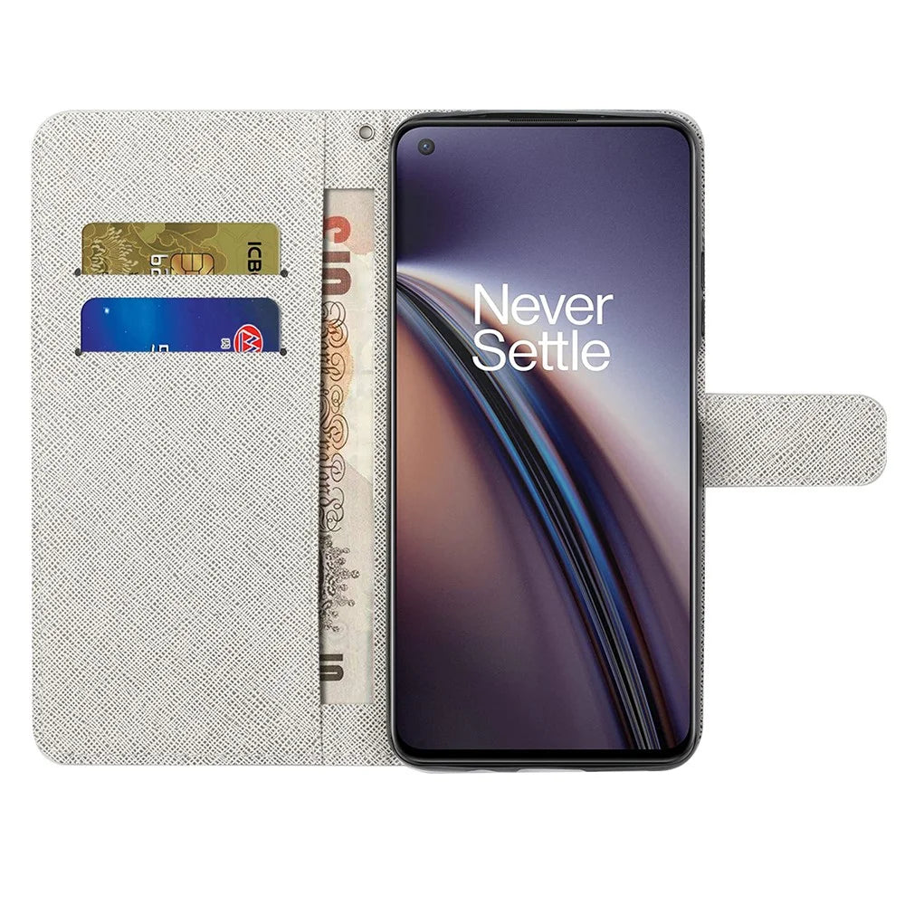 Pattern Printing Cross Texture Leather Wallet Phone Stand Case Cover for OnePlus Nord CE 5G - Dragonfly - 6