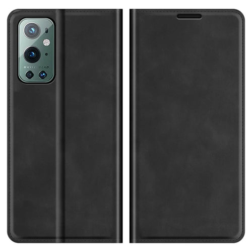 Wallet Stand Design Full Protection Magnetic Auto-absorbed Leather Phone Case Cover for OnePlus 9 Pro - Black - 1