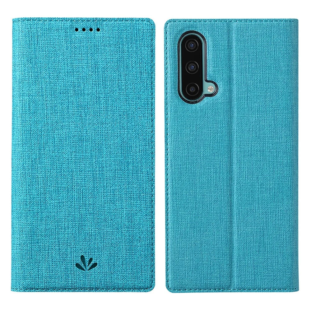 VILI DMX Series PU Leather Card Holder Folio Flip Stand Magnetic Phone Cover for OnePlus Nord CE 5G - Blue - 1