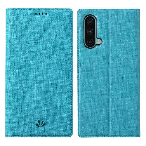 VILI DMX Series PU Leather Card Holder Folio Flip Stand Magnetic Phone Cover for OnePlus Nord CE 5G - Blue - 1