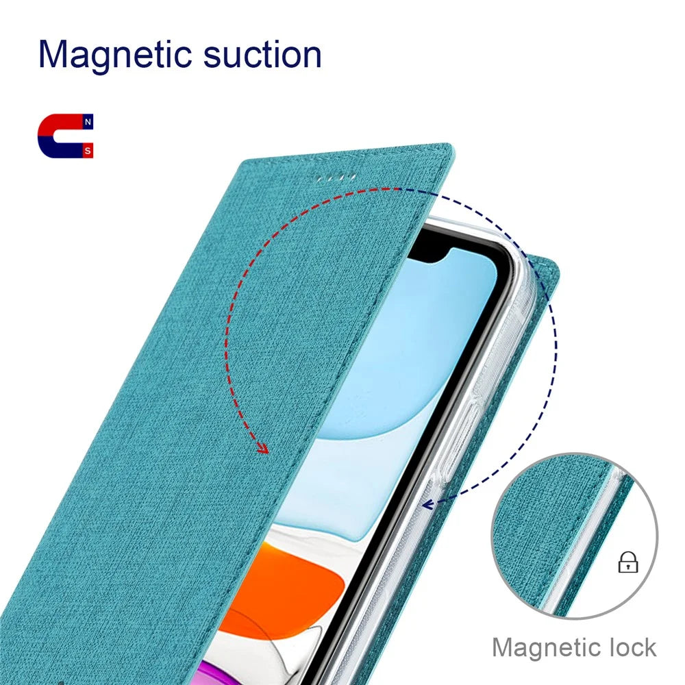 VILI DMX Series PU Leather Card Holder Folio Flip Stand Magnetic Phone Cover for OnePlus Nord CE 5G - Blue - 2